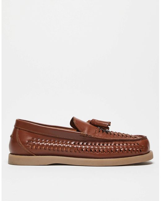 ASOS – leder-loafer in Brown für Herren
