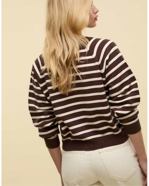Stradivarius Brown Knit Cardigan With Buttons And Raglan Sleeves