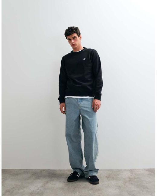 Adidas Originals Black Trefoil Essentials Small Logo Sweatshirt for men