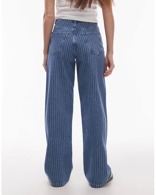 TOPSHOP Blue Mid Rise Loose Fit Straight Jean