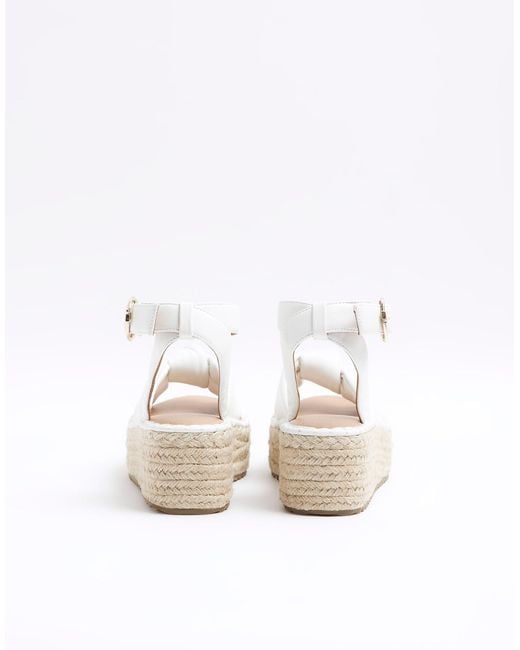River Island White Wide Fit Knot Espadrille Sandals