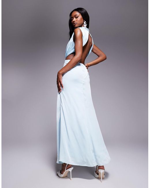 Bardot Gray Open Back High Neck Maxi Dress