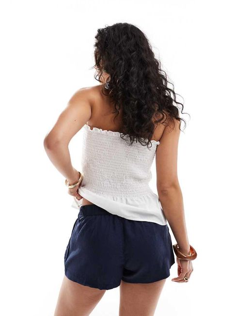 Hollister Nauwsluitende Shorts Van Linnen in het Blue