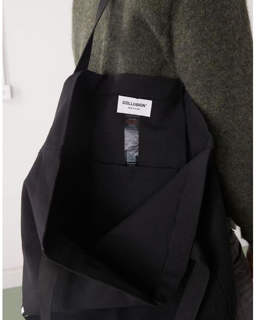 Collusion Black Large Everyday Tote Bag With Logo