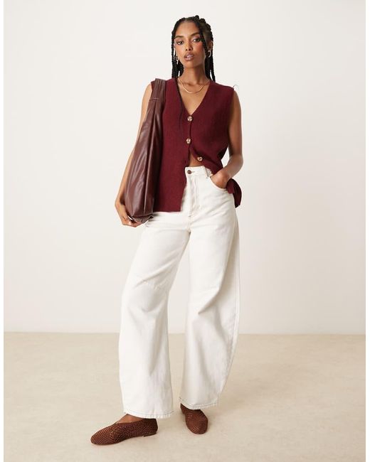 ASOS Red Slub Knit Relaxed Fit Waistcoat