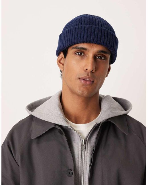 ARKET Premium Geribbelde Korte Beanie Met Hoog Wolpercentage in het Blue voor heren