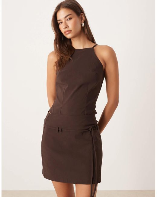 ASOS Brown Bengaline Strappy Halter Bodysuit
