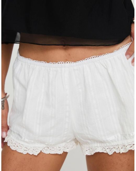 Princess Polly White Rhubarb Cotton Rich Frill Lace Edge Micro Shorts