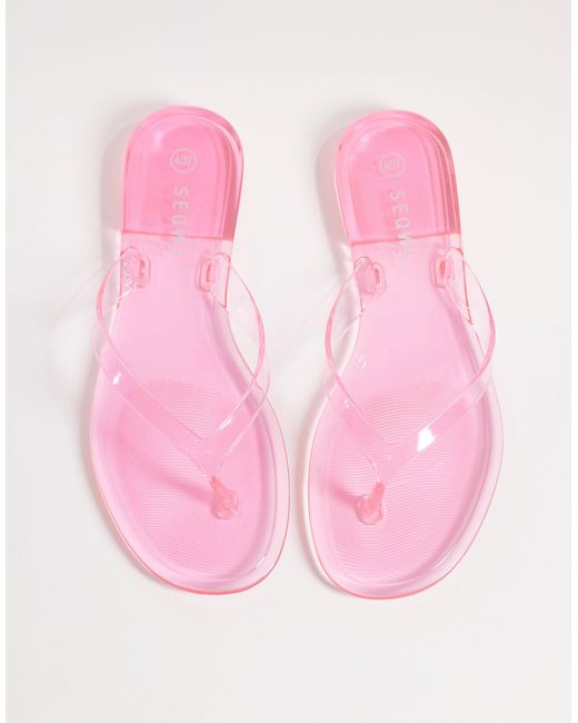 SEQWL Pink Jelly Flip Flops