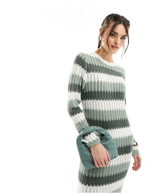 Object Green Crochet Knit Maxi Dress