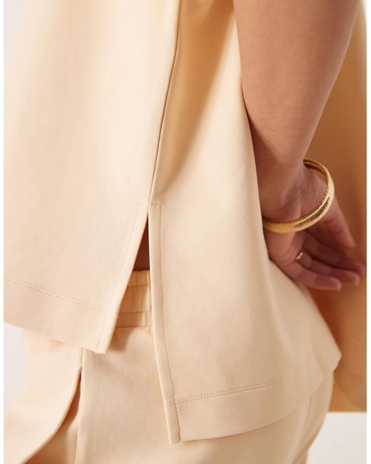 ASOS Natural Interlock Co-ord Split Side Tee