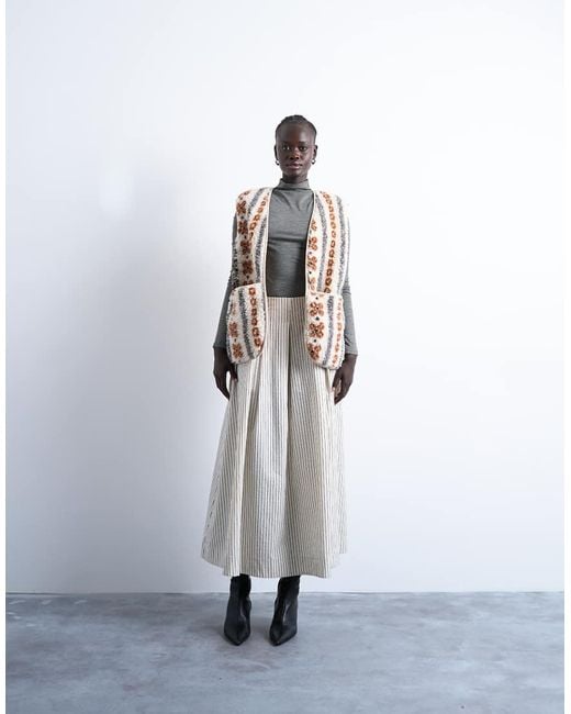 TOPSHOP Gray Borg Abstract Printed Gilet