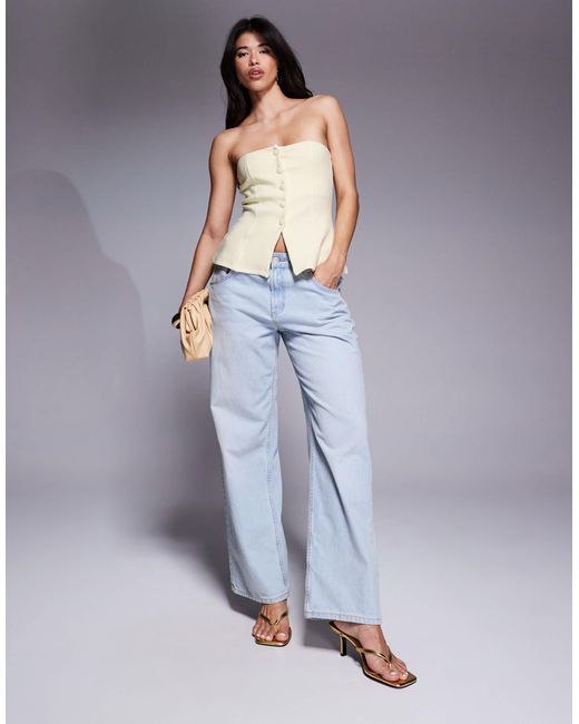 ASOS Yellow Ponte Structured Button Down Corset Top