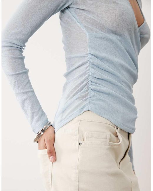 Cotton On Gray V Neck Wrap Top