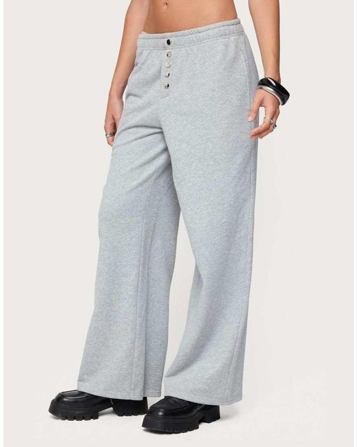 Edikted White Lorelle Wide Leg Sweatpants