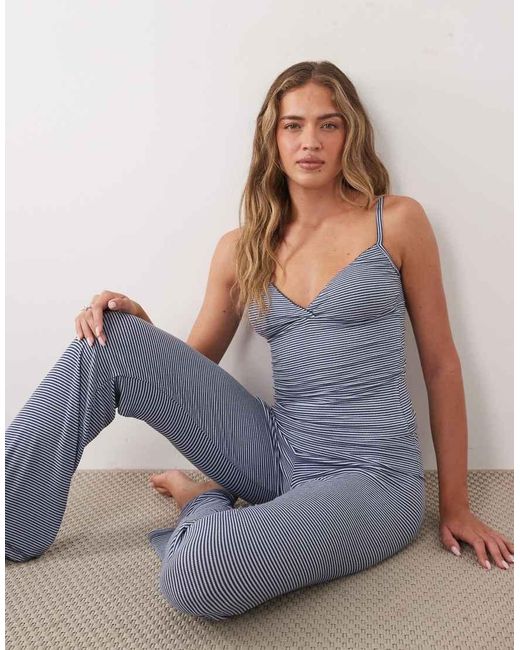Cotton On Blue Sleep Recovery Triangle Top And Roll Waist Pants Set