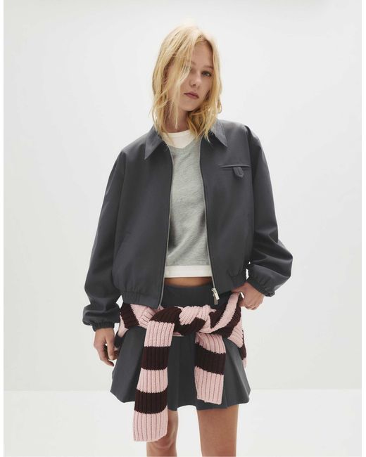 Bomber à zip Pull&Bear en coloris Gray