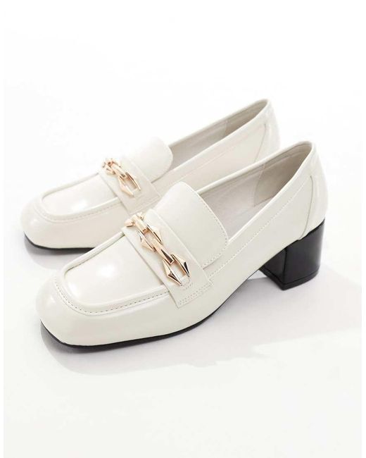 Glamorous White Heeled Loafers