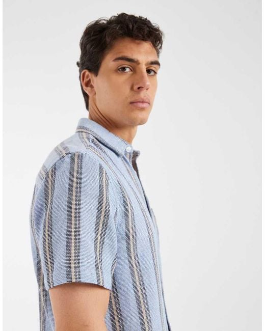 ASOS White Regular Fit Textured Stripe Shirt for men