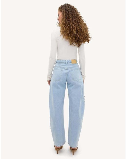 Loavies Blue Chasing Cider Skies Balloon Jeans With Studs
