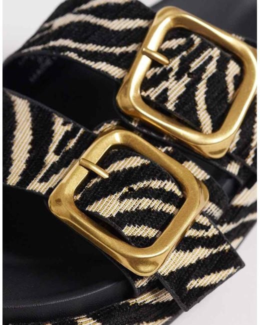 ASOS Black Floyd Oversized Buckle Footbed Sandals