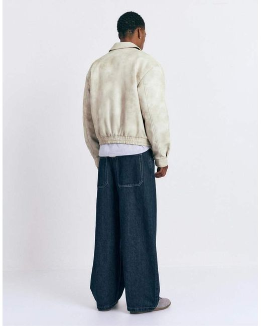 Pull&Bear White Faux Leather Jacket for men