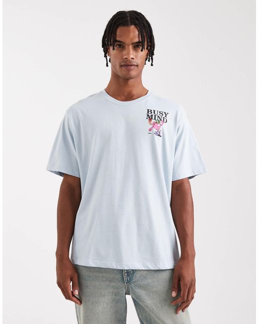 Jack & Jones White Oversize T-shirt With Busy Mind Print for men
