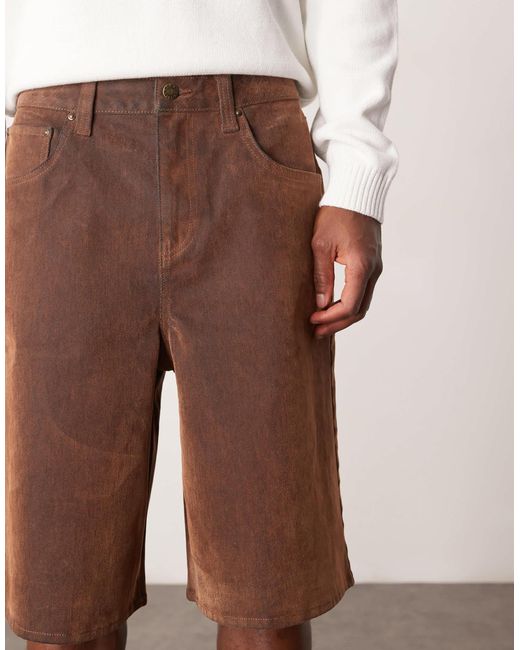 ASOS Natural Long Length Denim Jort for men