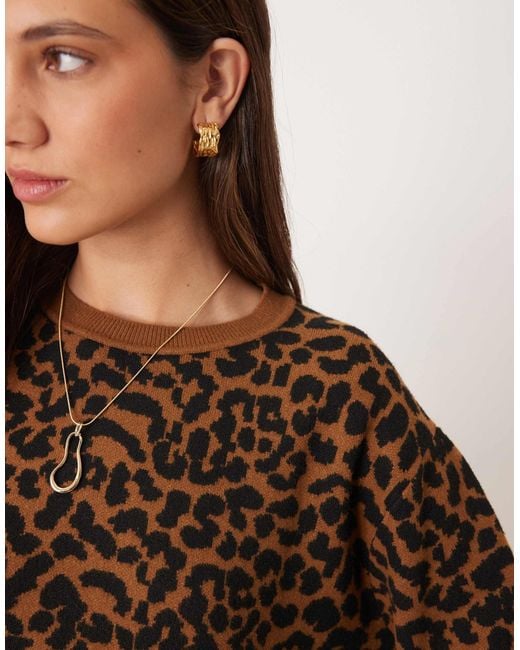 Mango Brown Leopard Print Jumper