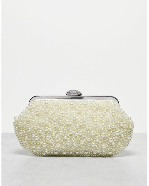 True Decadence Pearl Clutch Bag With Frame Top in Natural | Lyst
