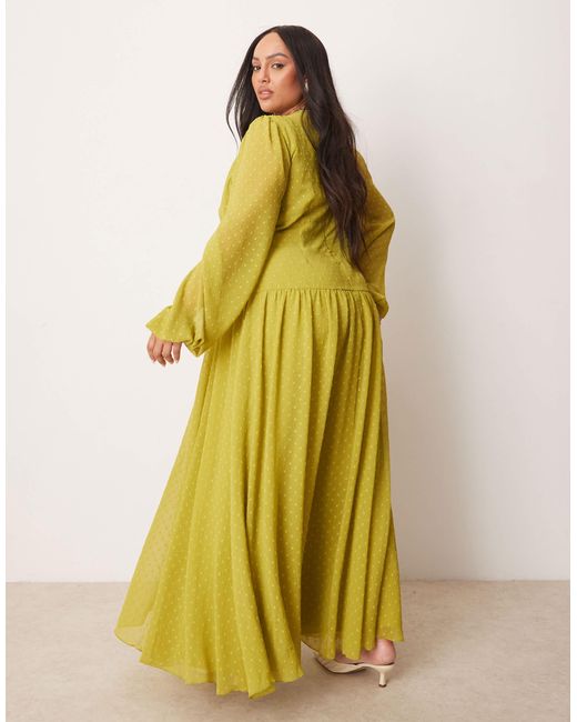 ASOS Yellow Asos Design Curve Dobby Channel Detail Maxi Dress