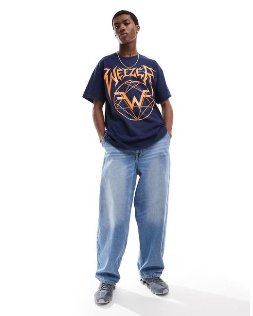 Basic Pleasure Mode Blue Weezer License T-Shirt for men