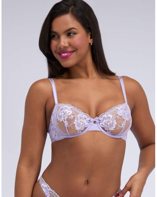 Boux Avenue Multicolor Posie Embroidered Balconette Bra Floral Unpadded Lingerie