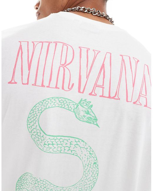 T-shirt unisexe oversize à imprimés nirvana sous licence ASOS en coloris White