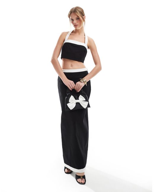 Crop top d'ensemble dos nu effet lin à bord contrastant - et blanc 4th & Reckless en coloris White