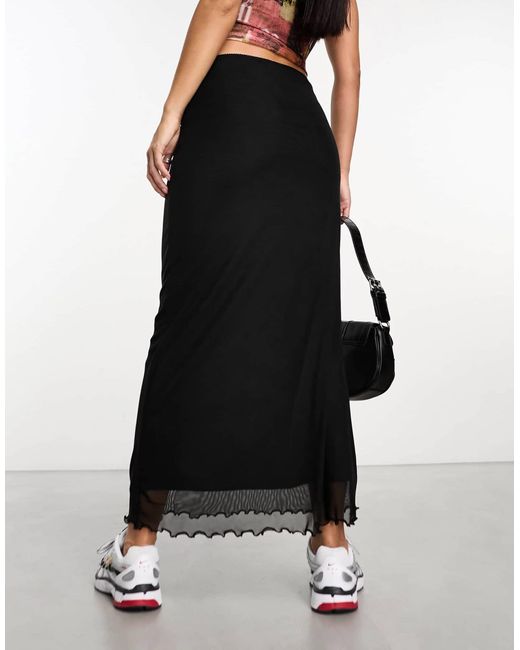 ASOS Black – midirock aus netzstoff