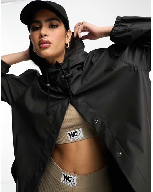 ASOS White Rubberized Rain Parka Coat