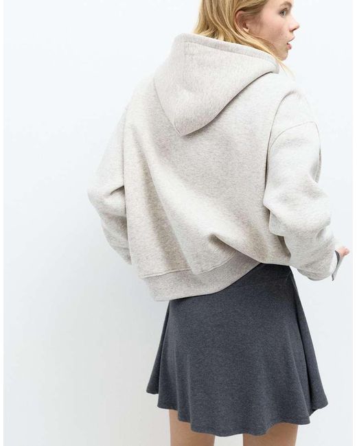 Pull&Bear White Graphic Zip-Up Hoodie