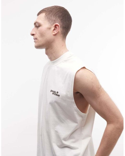 ASOS White Oversized Tank With Goods Archive Text Graphic for men
