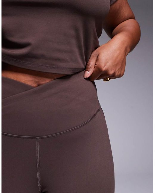 4505 Brown Curve Icon Wrap Waist Slim Kick Yoga leggings