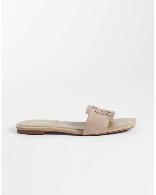 Calvin Klein Natural Suede Square Sandals