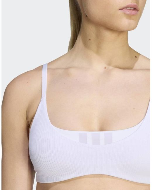 Adidas Originals White All Me Light Support Rib Bra