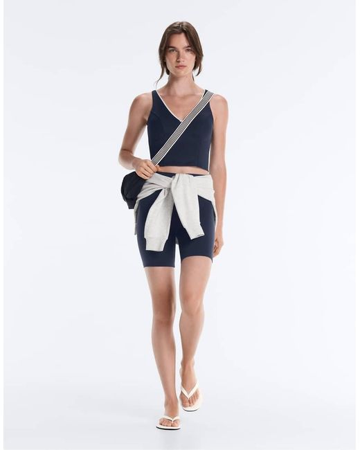 Oysho Blue Comfortlux V-Neck Strappy Tank Top