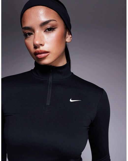 Nike Blue Nike One Training Half Zip Fitted Long Sleeve Top