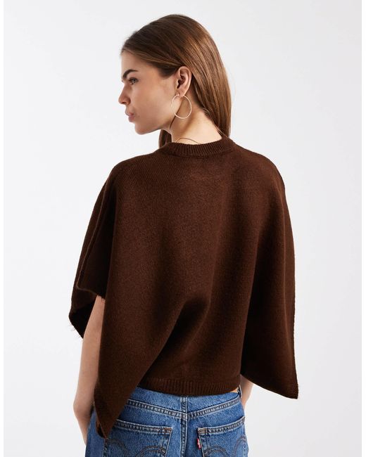 ASOS Brown – gemusterter cape-strickpullover