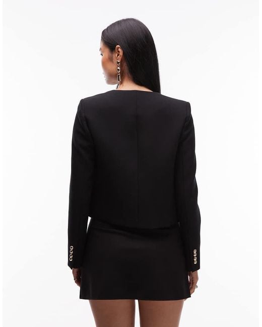 Mango Black Tailored Jacket With Gold Buttons