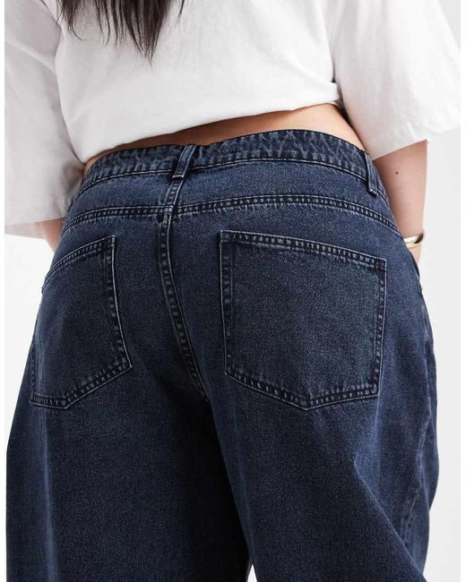 ASOS Blue Asos Design Curve High Waisted Barrel Leg Jeans