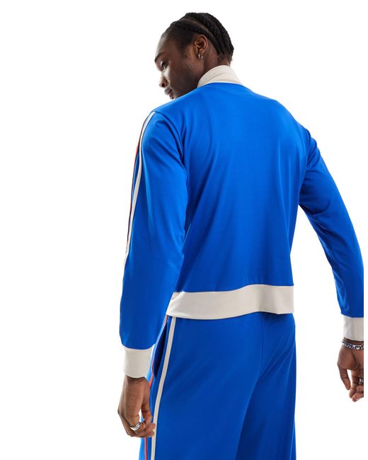 Reclaimed (vintage) Blue Sports Track Jacket Co-ord With Stripes And Funnel Neck for men