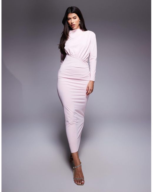DASKA Purple – gerafftes maxikleid
