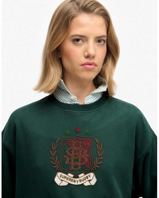 Superdry Green Crest Loose Crew
